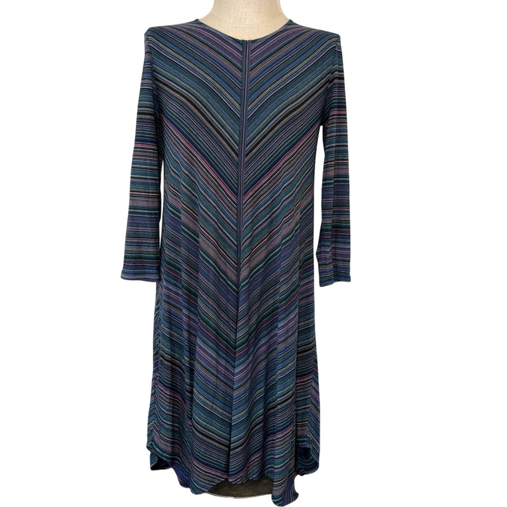 BCBG Maxazria Striped Assymetrical Dress Size Small Whimsy Goth Fairy